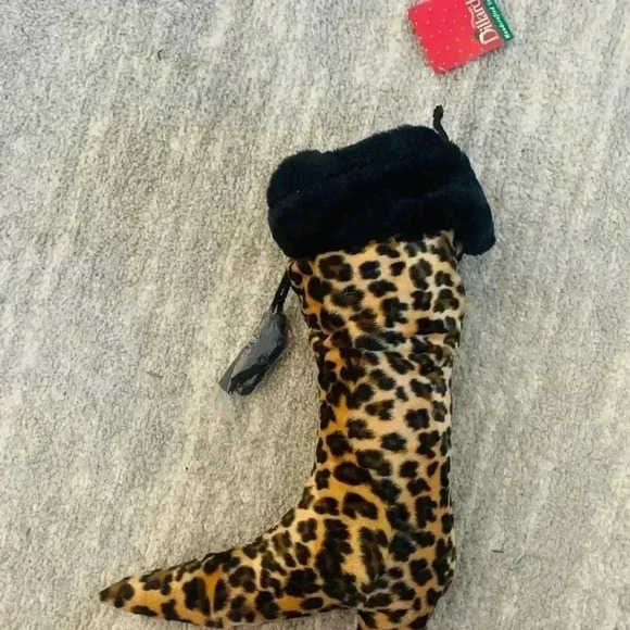 NWT Leopard Print Boot Christmas Stocking - Picture 4 of 6